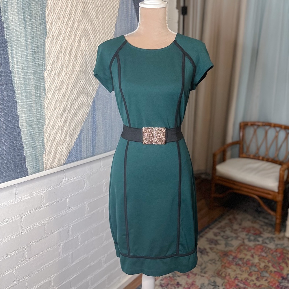 Mossimo Dark Green Black Piped Bodycon Dress